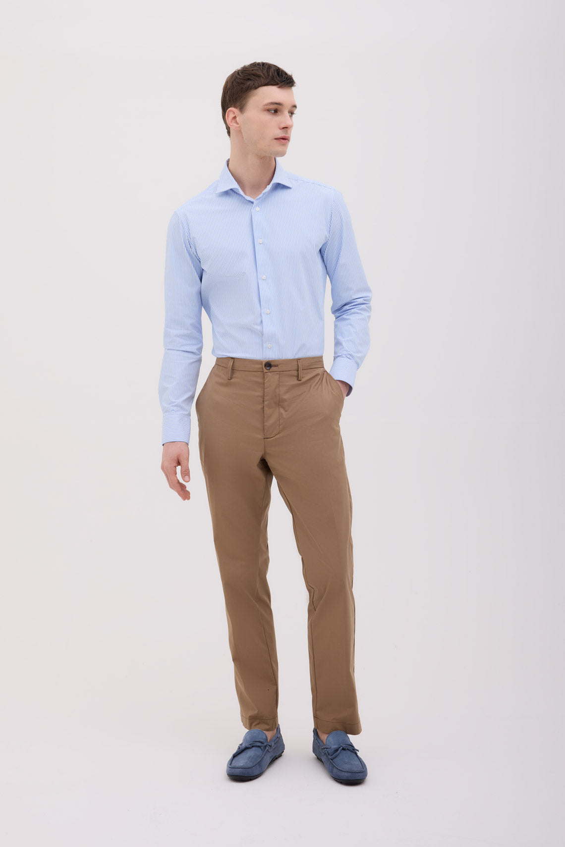 CAMICIA COLLO FRANCESE TESSUTO TECHNO RIGATO