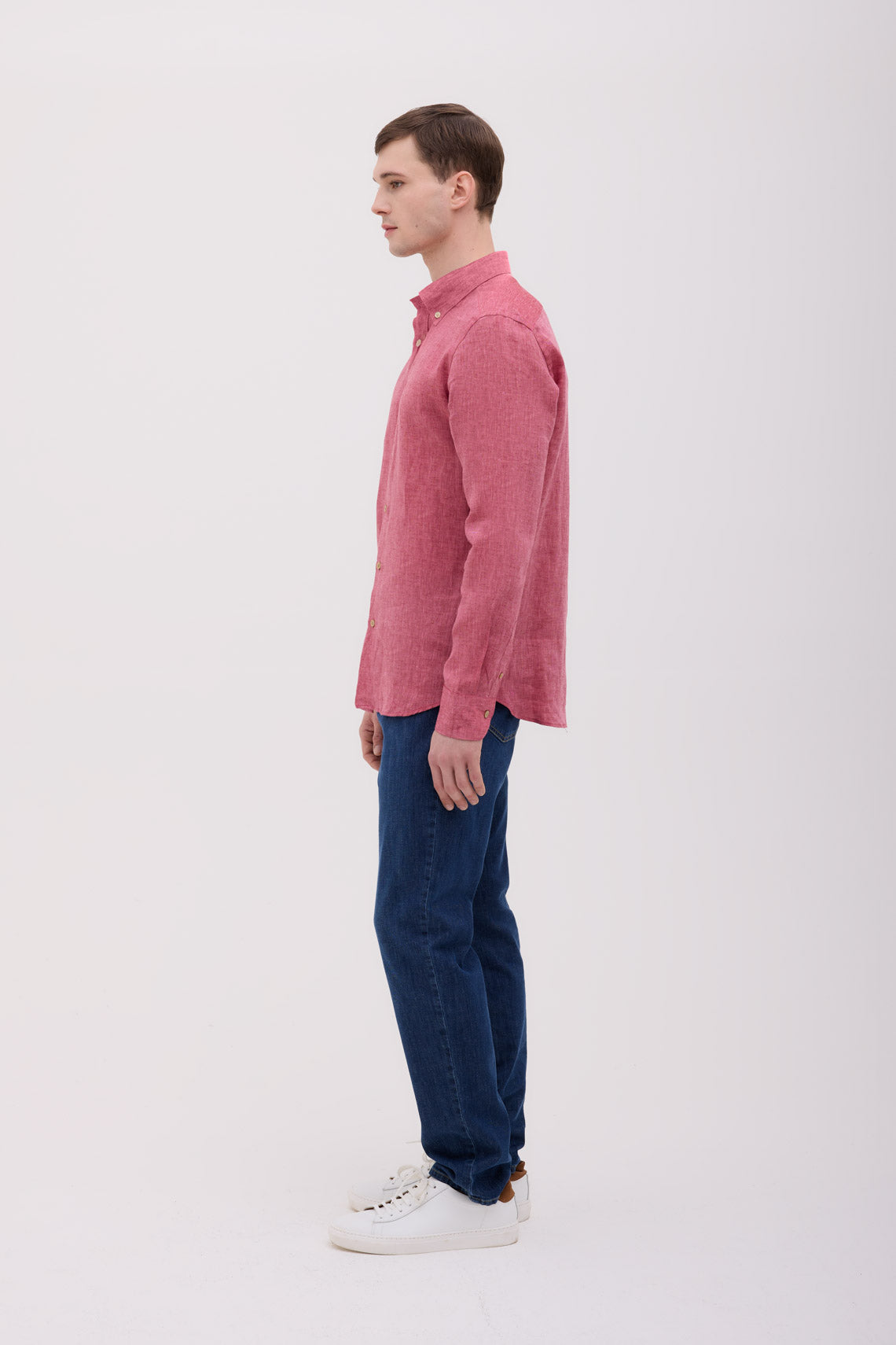 CAMICIA COLLO BUTTON DOWN IN PURO LINO