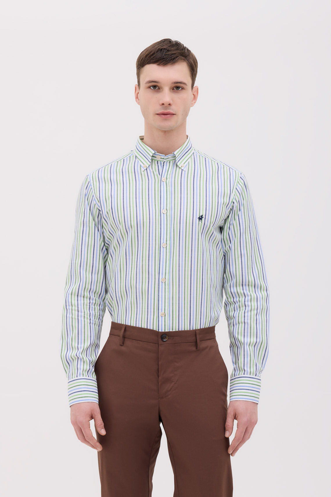CAMICIA COLLO BUTTON DOWN IN COTONE RIGATA