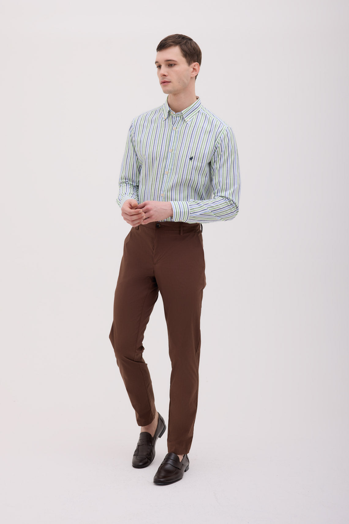 CAMICIA COLLO BUTTON DOWN IN COTONE RIGATA