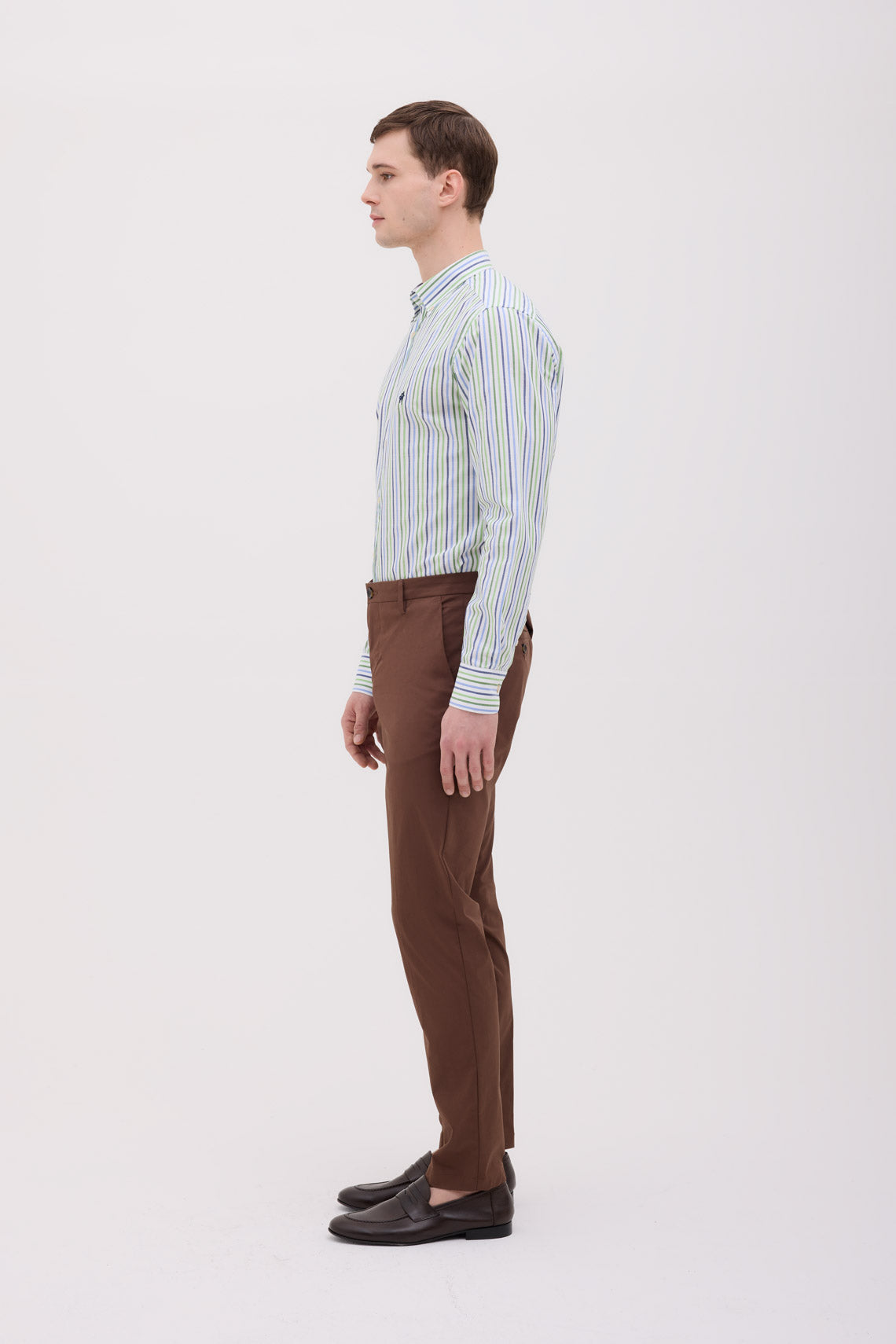 CAMICIA COLLO BUTTON DOWN IN COTONE RIGATA