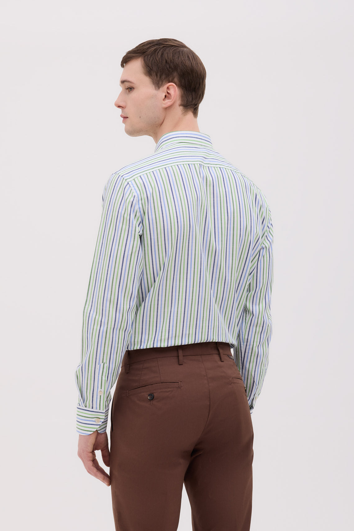 CAMICIA COLLO BUTTON DOWN IN COTONE RIGATA