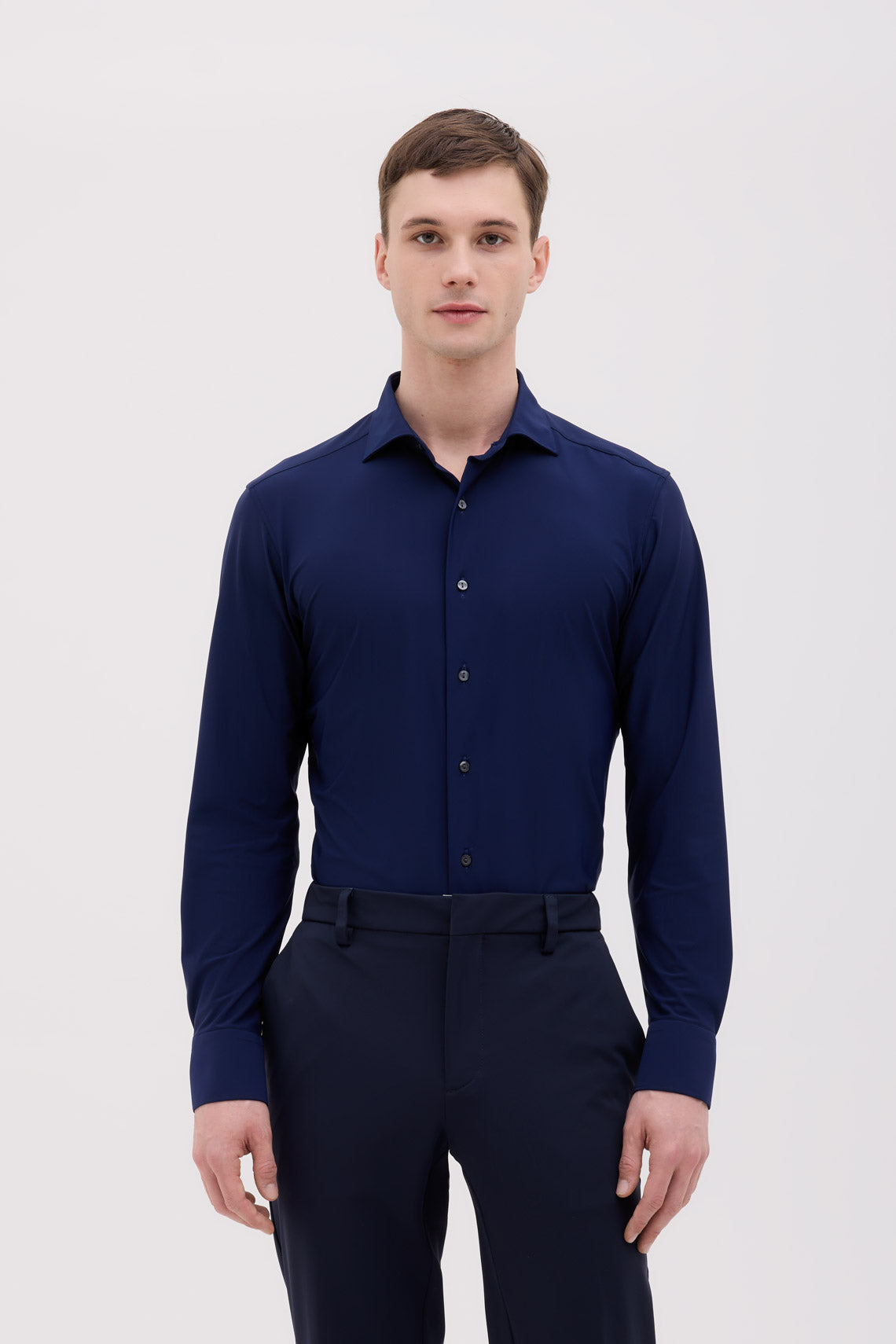 CAMICIA COLLO FRANCESE TESSUTO TECHNO TINTA UNITA