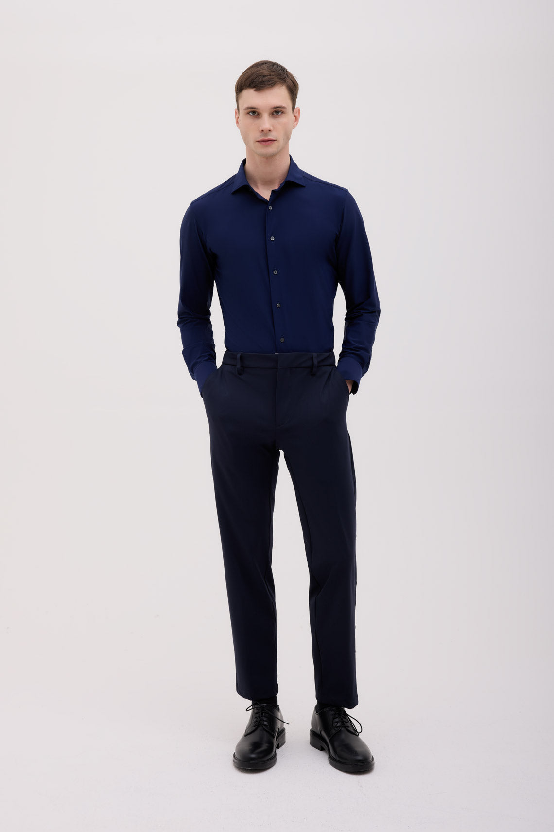 CAMICIA COLLO FRANCESE TESSUTO TECHNO TINTA UNITA