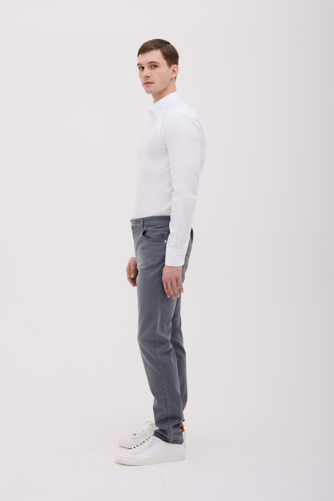 CAMICIA CLASSICA IN TWILL COLLO SEMIFRANCESE