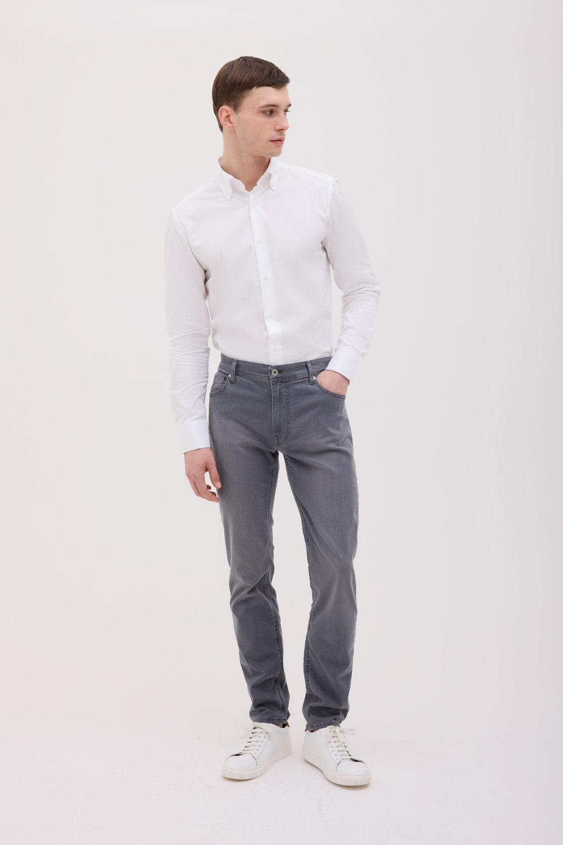 CAMICIA CLASSICA IN TWILL COLLO SEMIFRANCESE