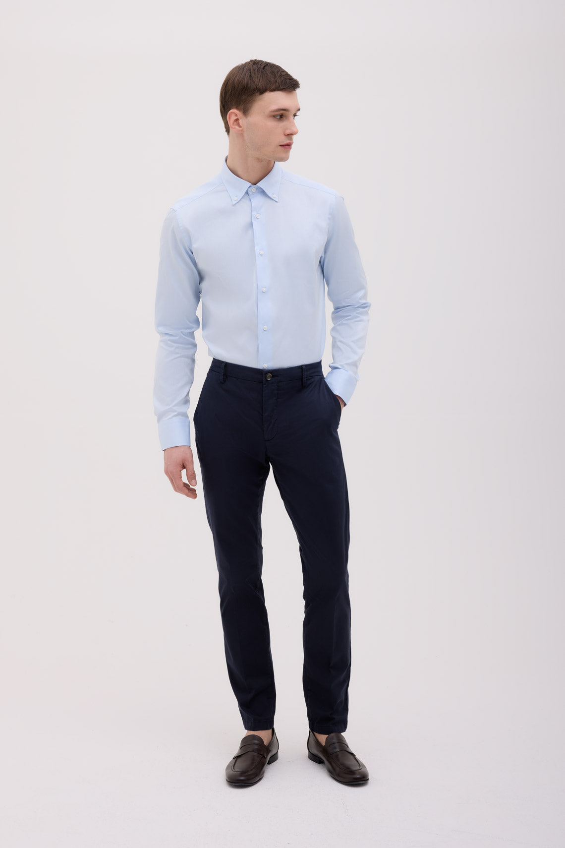 CAMICIA CLASSICA IN TWILL COLLO SEMIFRANCESE