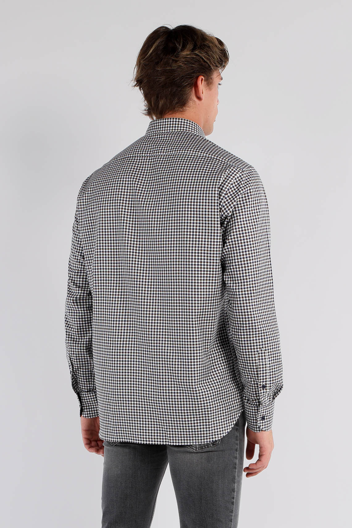 Camicia a quadri in twill di cotone con collo button down regulat fit