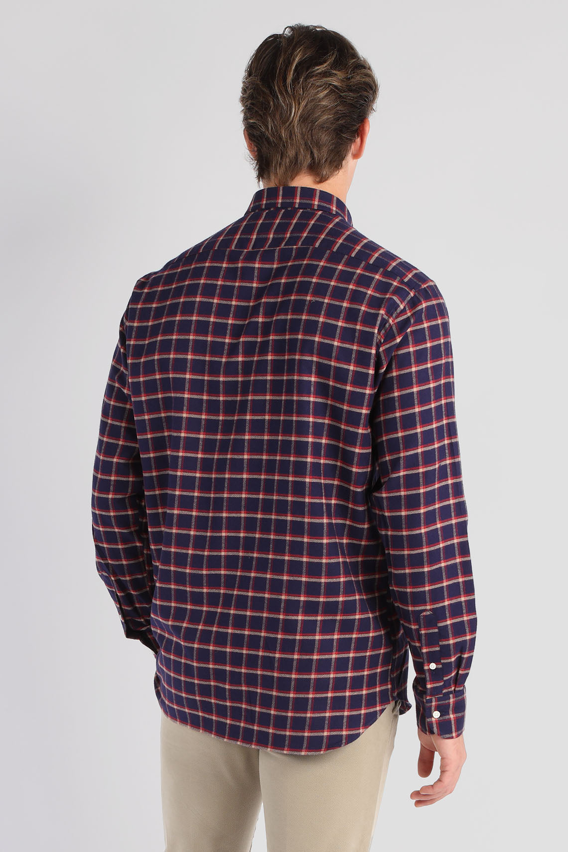 Camicia a quadri in flanella di cotone collo button down regular fit