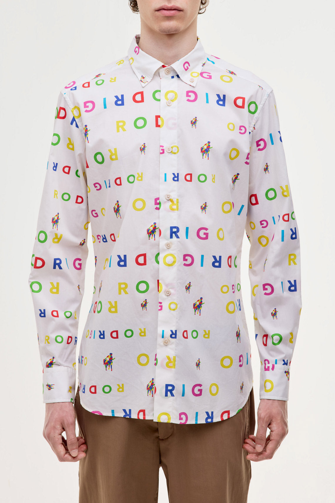 Cotton shirt Rodrigo + Lodola with all-over logo print button-down collar