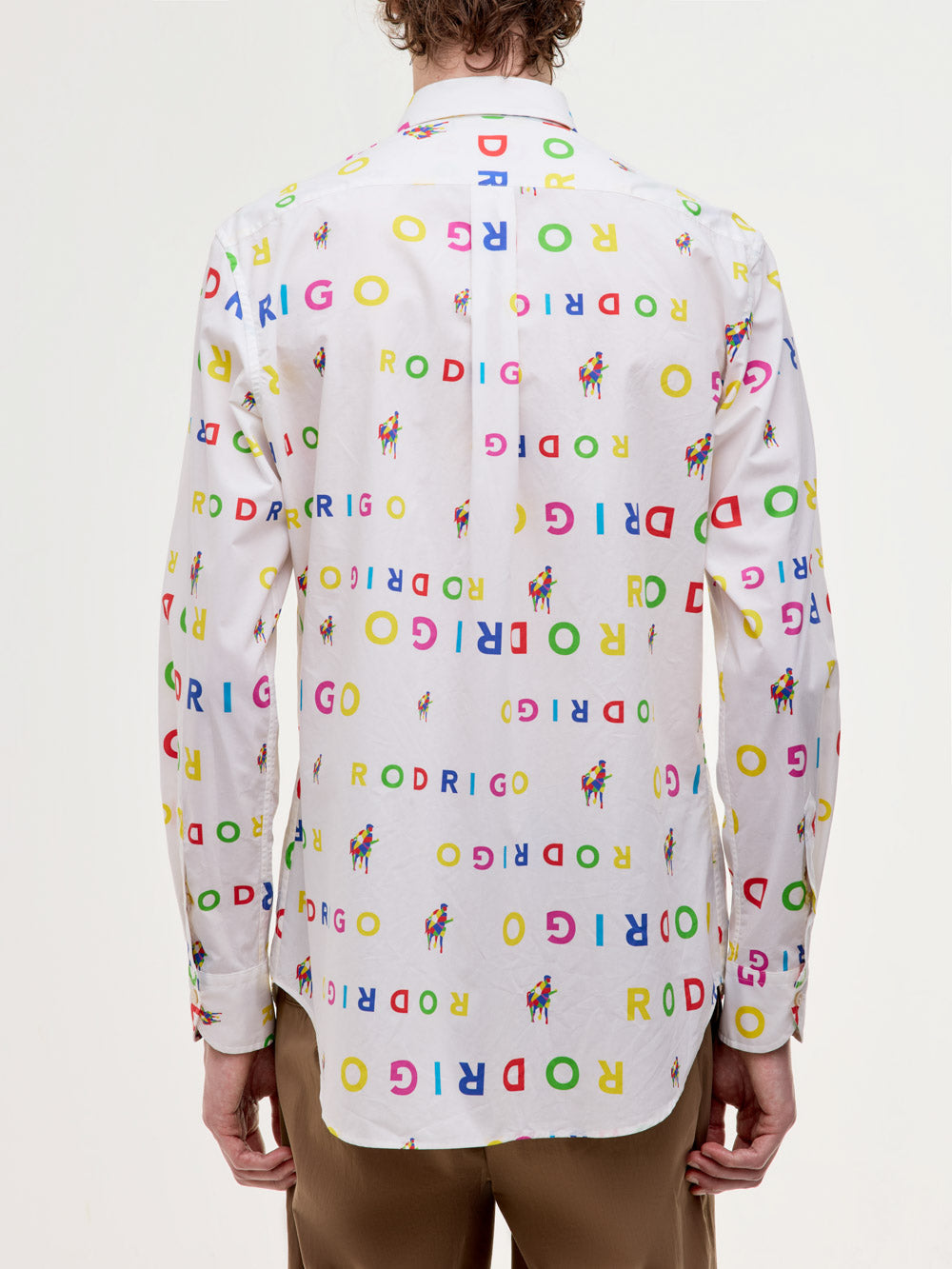 Camicia con stampa all-over in cotone con collo button down