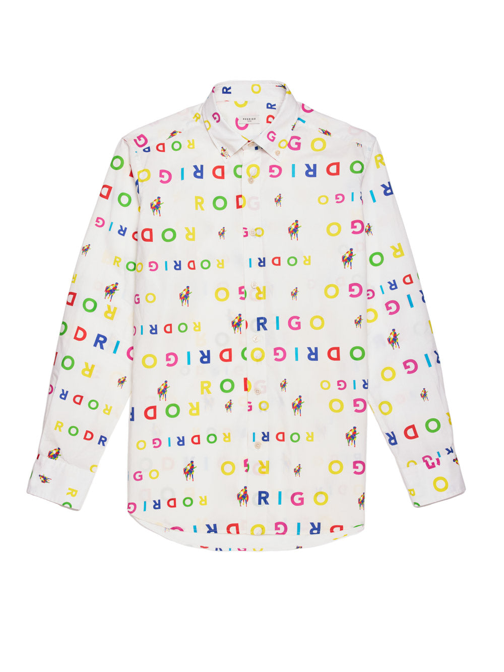 Camicia con stampa all-over in cotone con collo button down