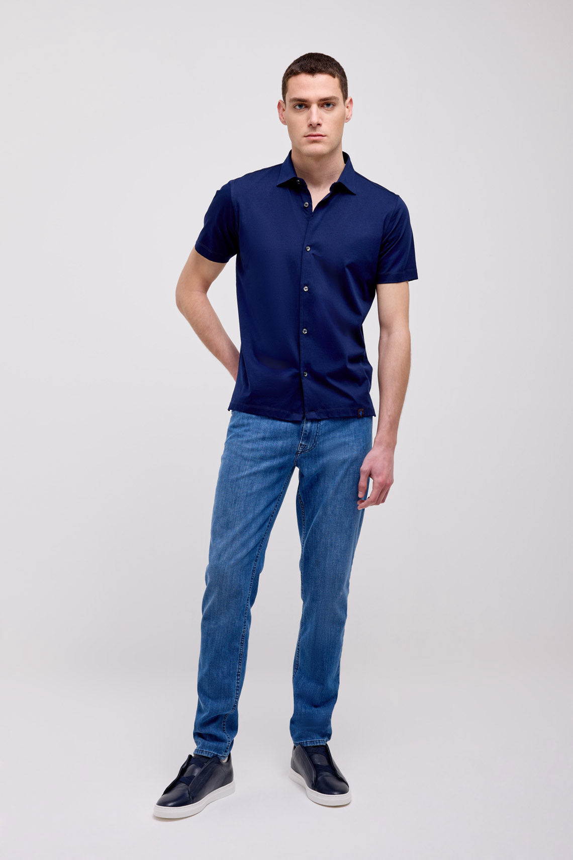 CAMICIA IN JERSY MERCERIZZATO MANICA CORTA