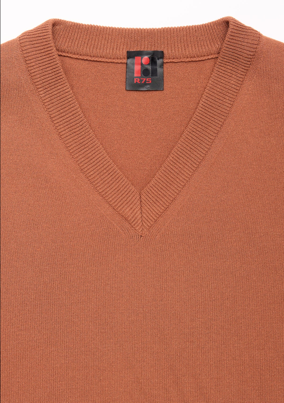 MAGLIA GILET SCOLLO V MATTONE |4765|