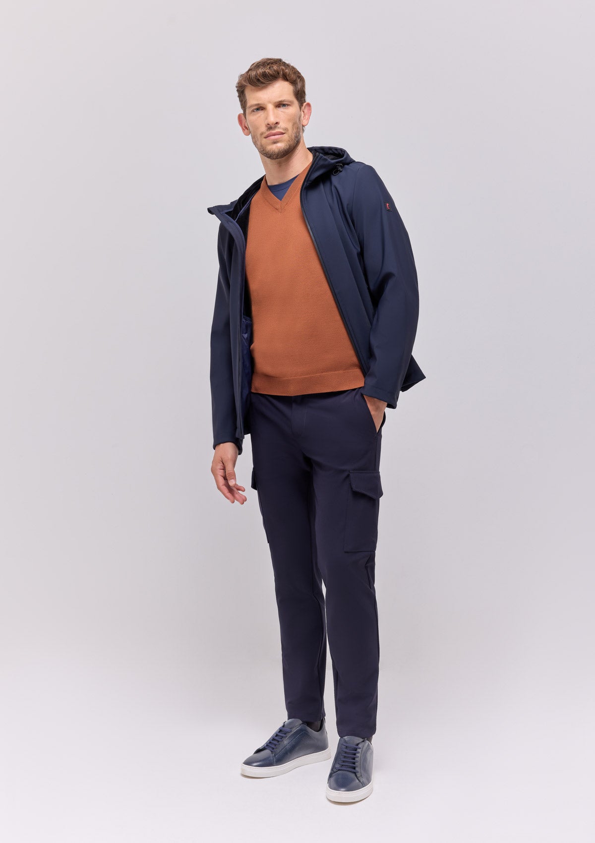 MAGLIA GILET SCOLLO V MATTONE |5032|