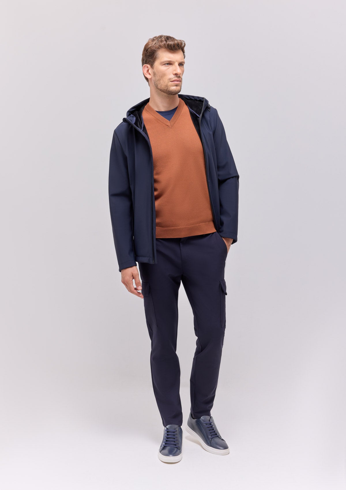 MAGLIA GILET SCOLLO V MATTONE |5121|