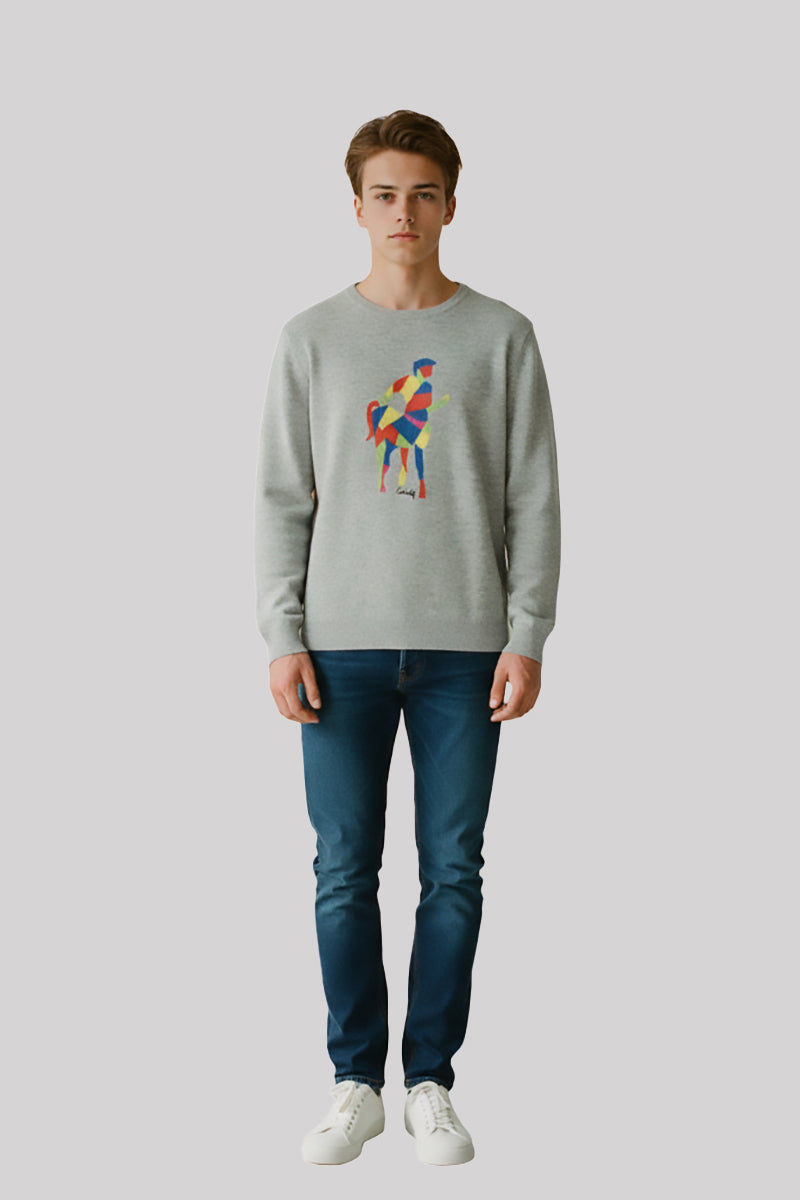Rodrigo + Lodola pure wool sweater multicolor centaur embroidery custom fit