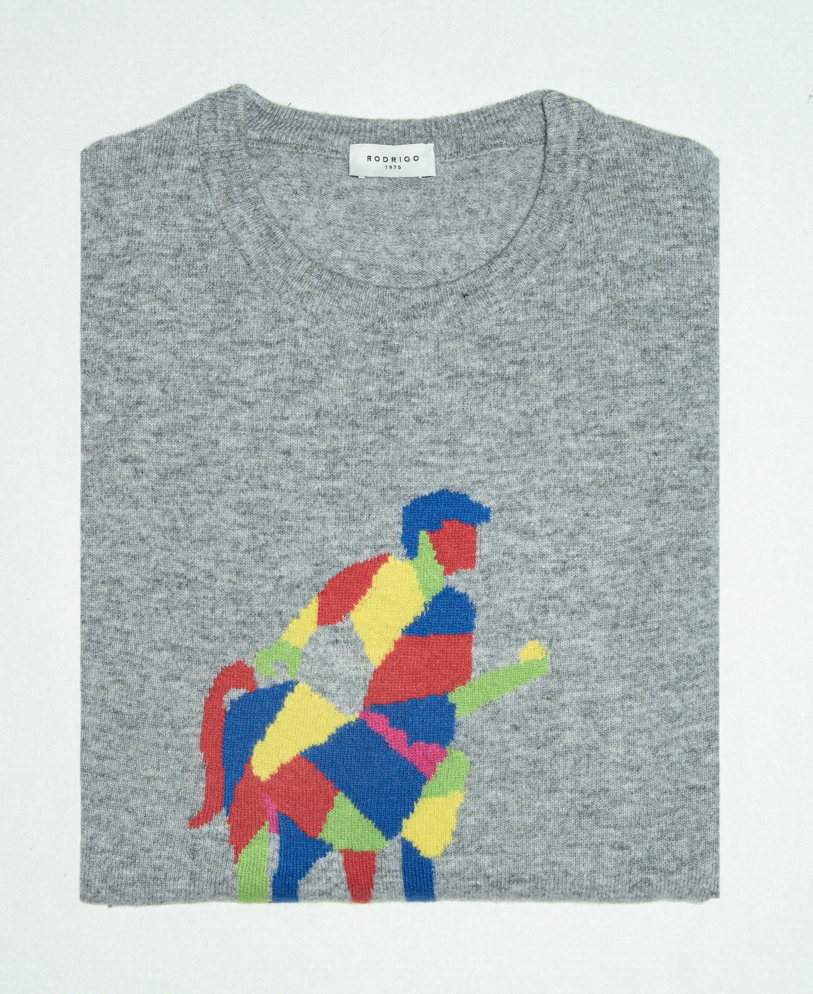 Rodrigo + Lodola pure wool sweater multicolor centaur embroidery custom fit
