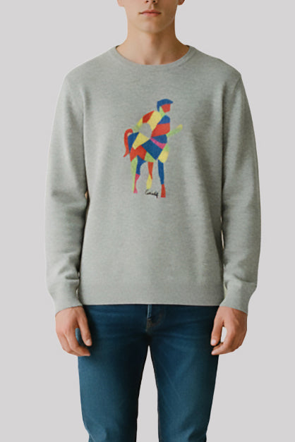 Rodrigo + Lodola pure wool sweater multicolor centaur embroidery custom fit