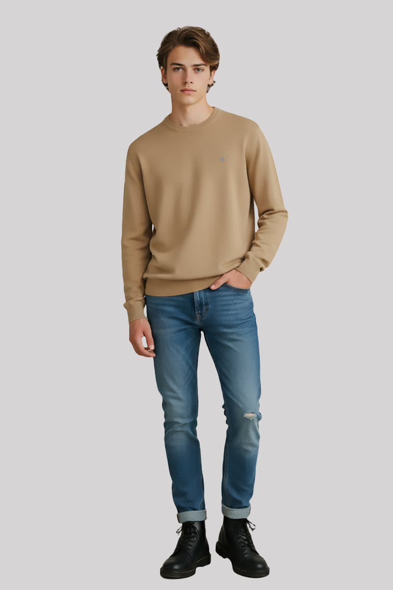 Shaved wool crewneck sweater custom fit