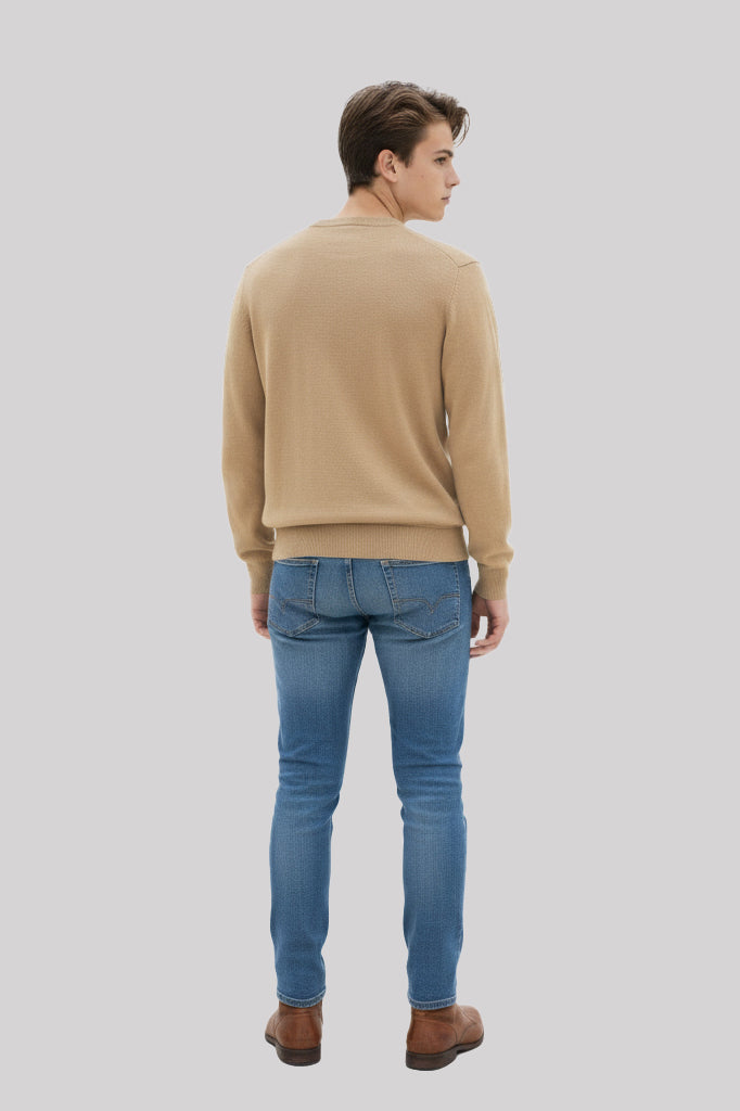 Shaved wool crewneck sweater custom fit