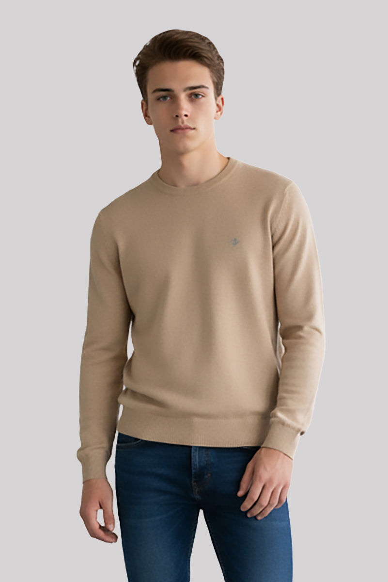 Shaved wool crewneck sweater custom fit