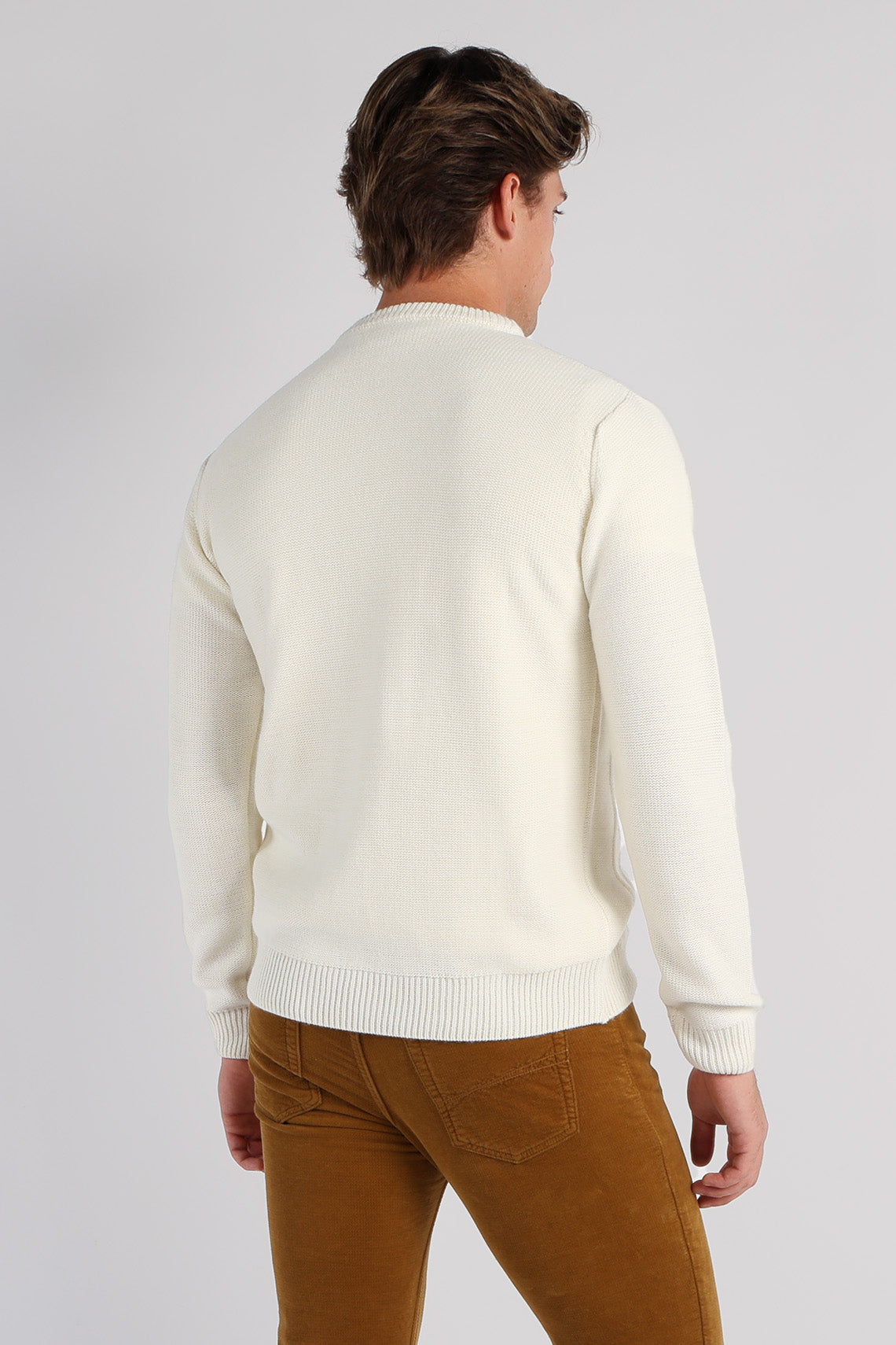 Maglia girocollo con lavorazione in lana alpaca e viscosa