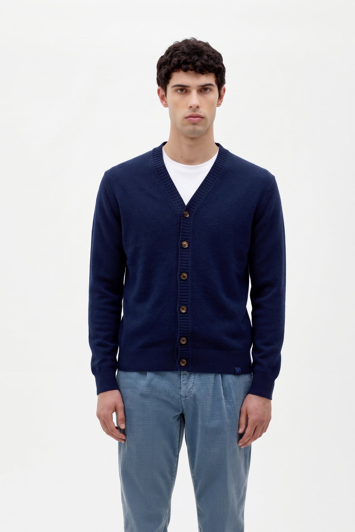 Cardigan bottoni maglia rasata, con finta bottoni fin 7