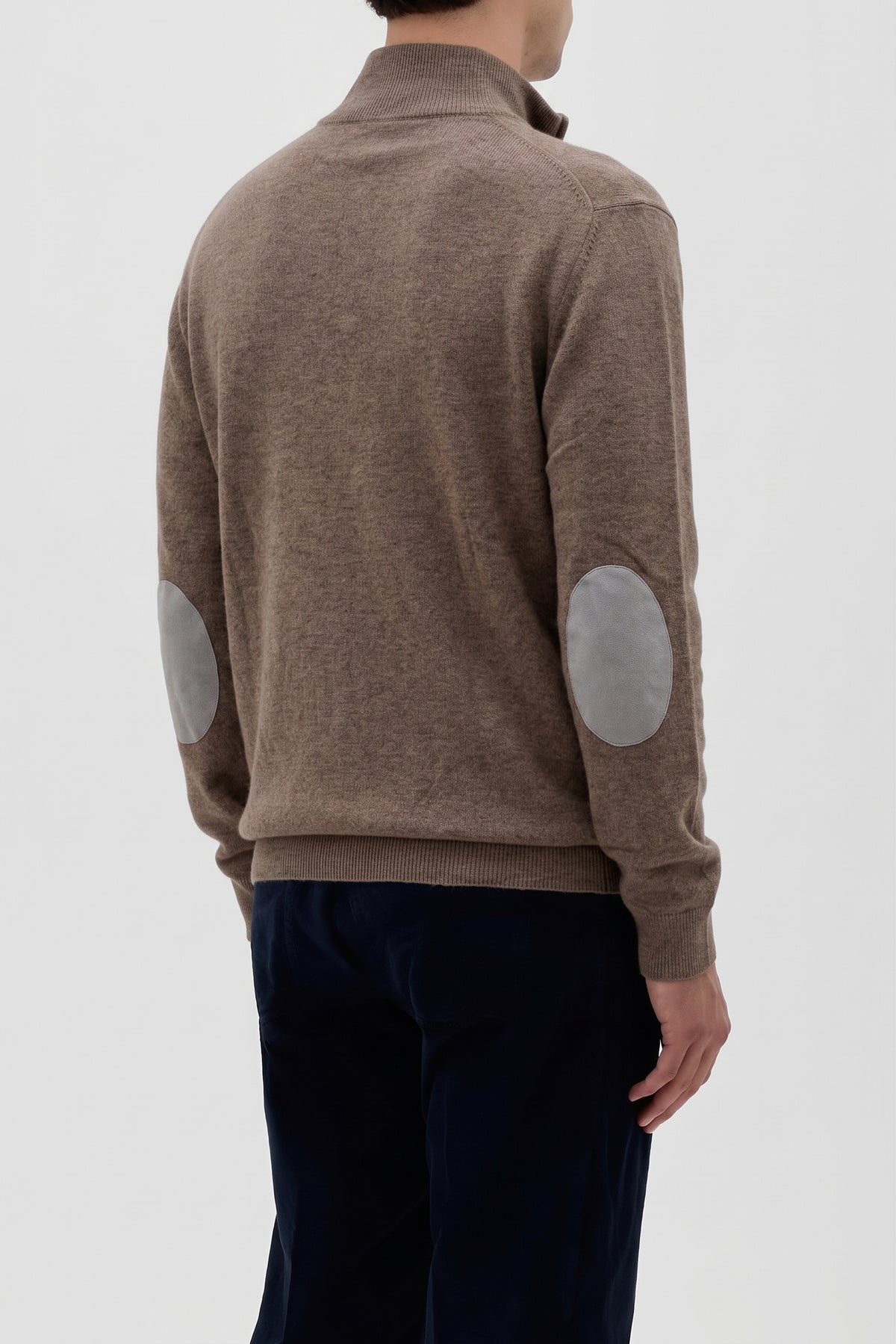 Lupetto mezza zip toppe in alcantara e profili in contrasto