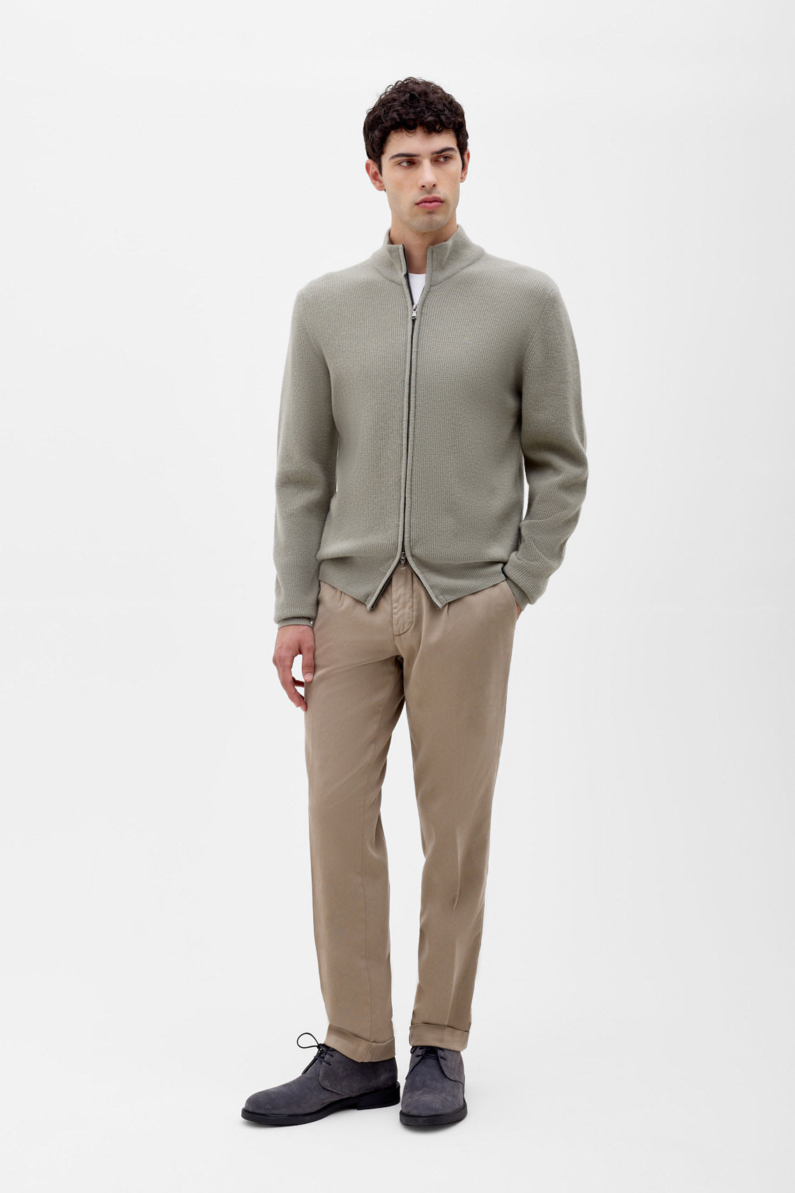 Cardigan full zip in  mezza maglia inglese