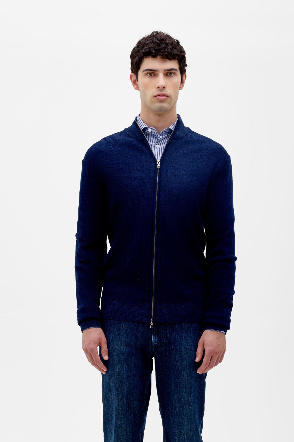 CARDIGAN  FULL ZIP CON COSTA VANISÃˆ IN FILATO MOULINÃˆ