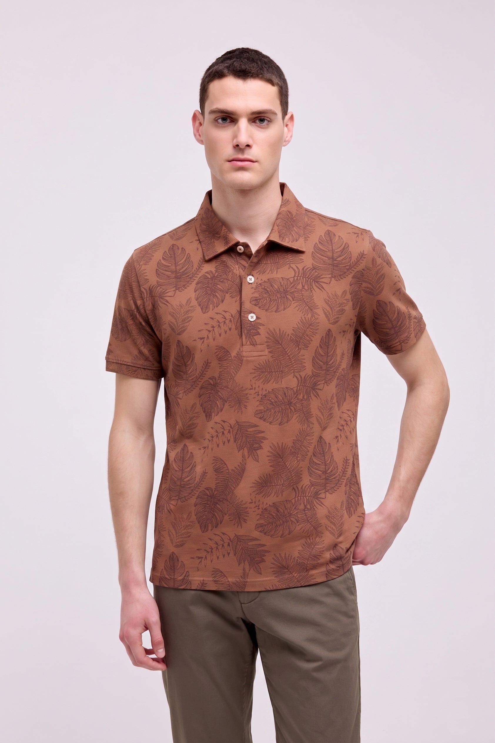 POLO COLLO CAMICIA IN JERSEY STAMPA FLOREALE