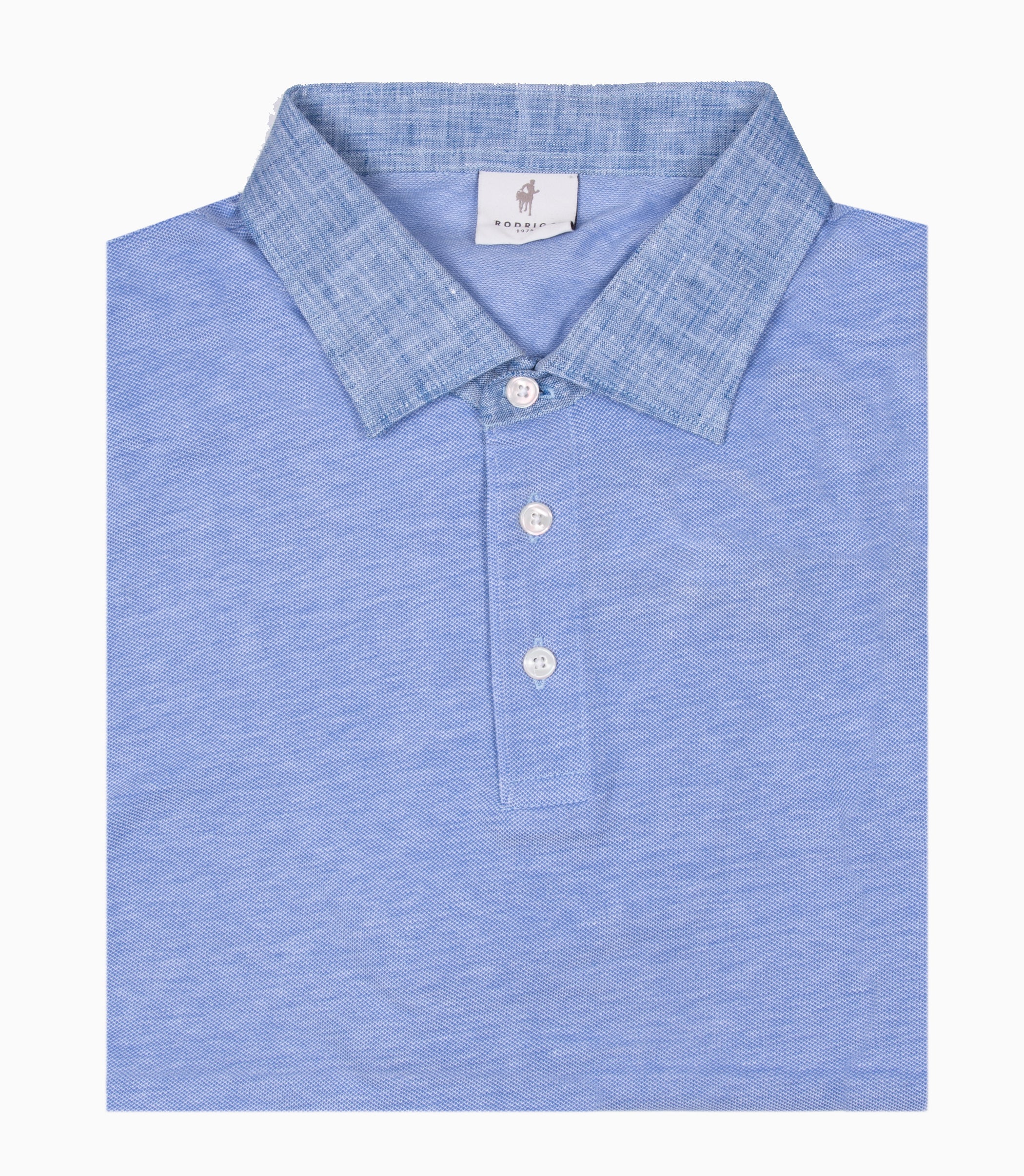 POLO COLLO CAMICIA IN PIQUET OXFORD CON COLLO IN TESSUTO LINO