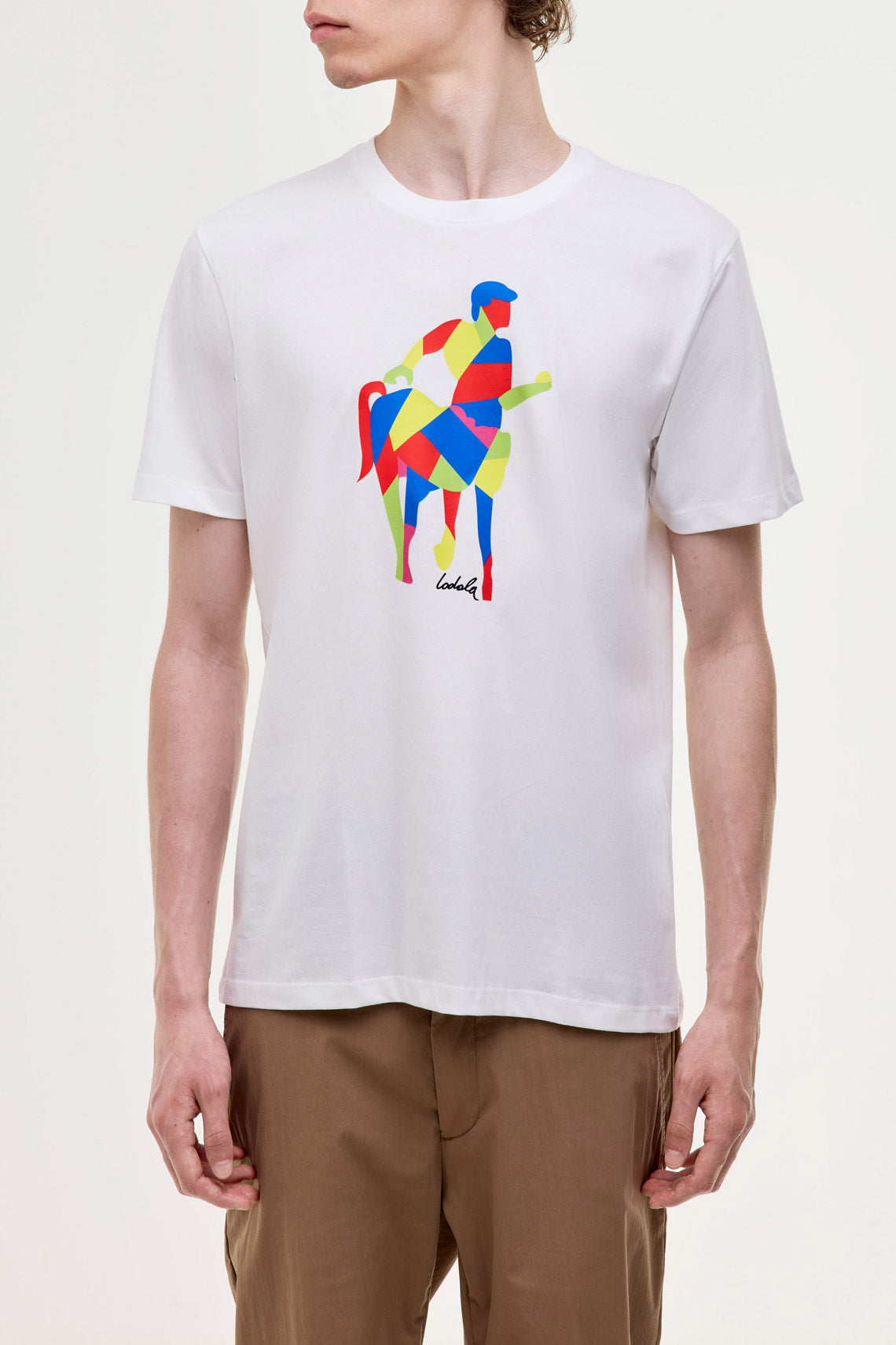 T-shirt in jersey con stampa logo multicolor