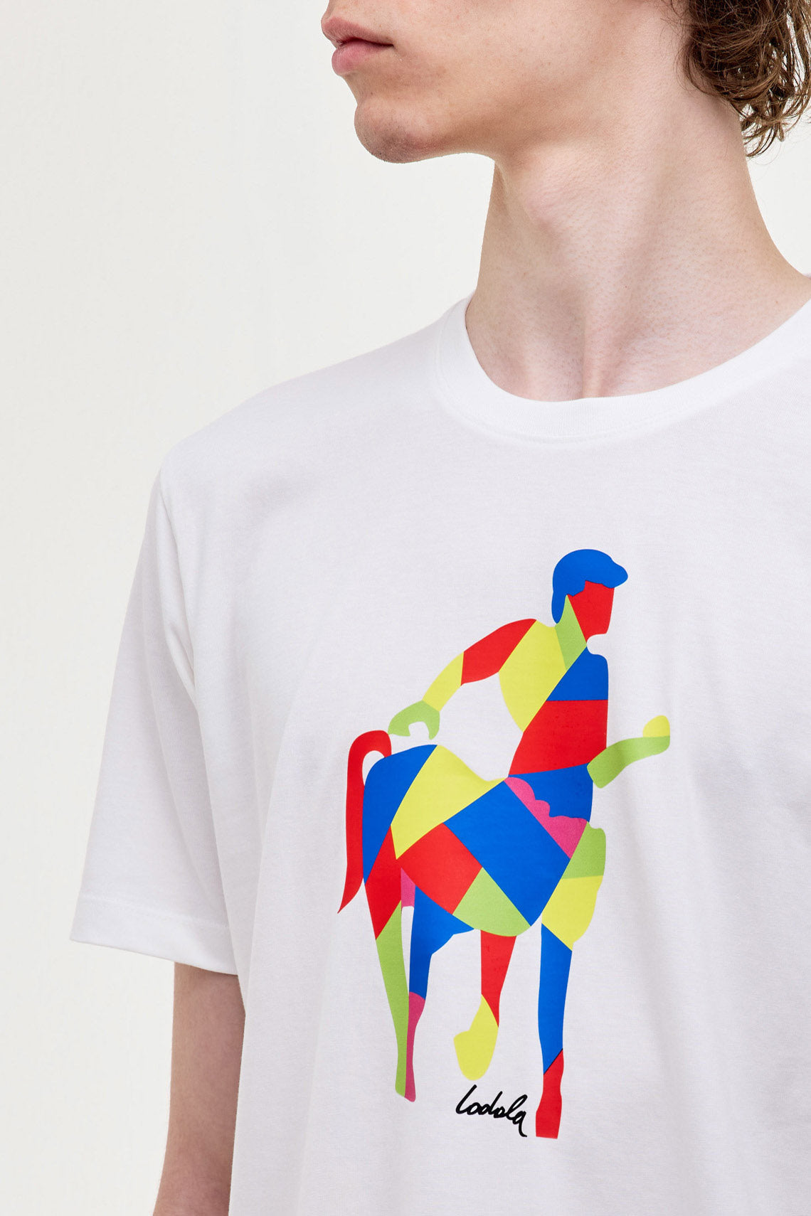 T-shirt in jersey con stampa logo multicolor