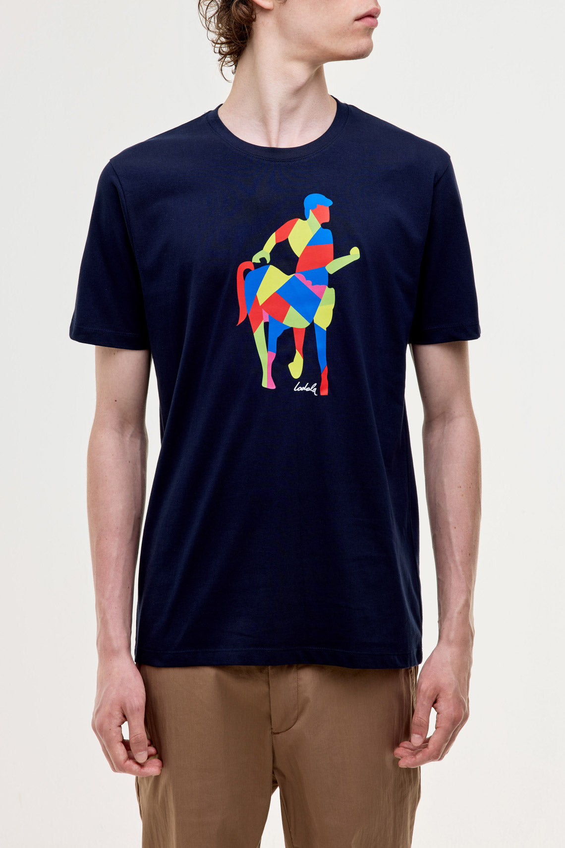 T-shirt in jersey con stampa logo multicolor