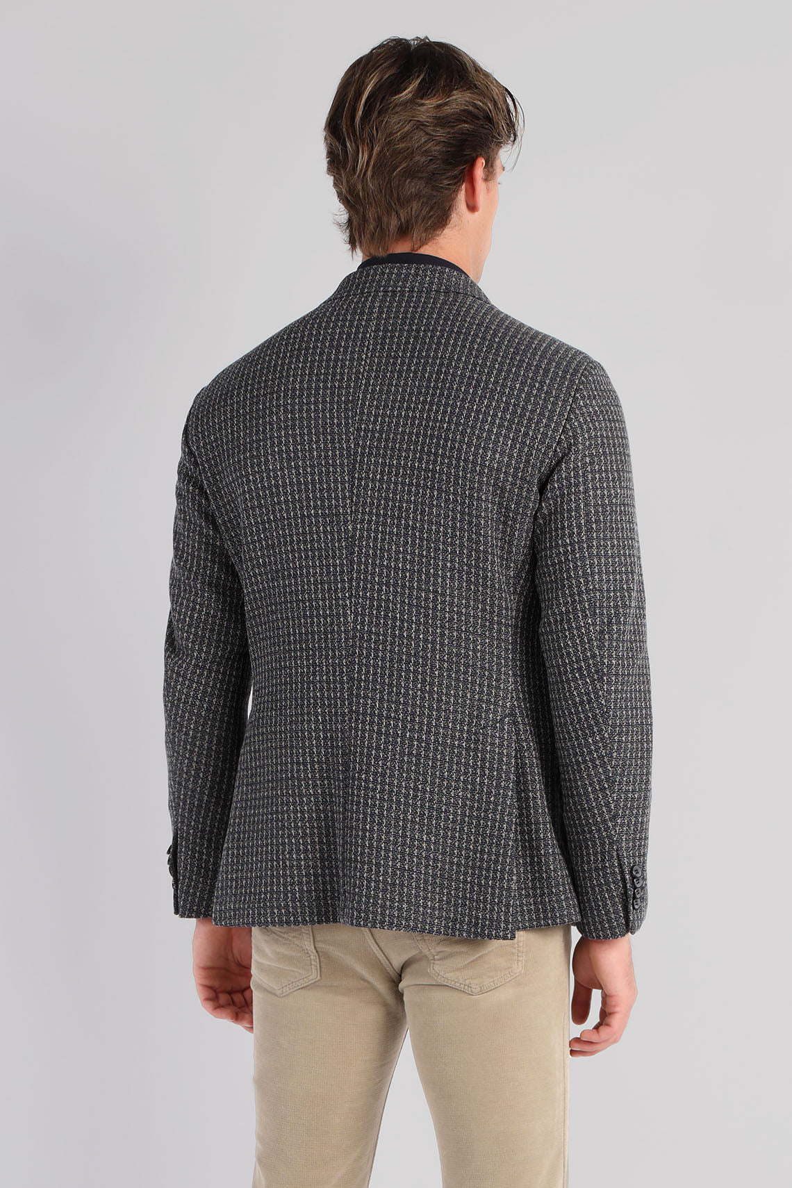 2-Button jacket in jersey and micro-pattern cotton custom fit