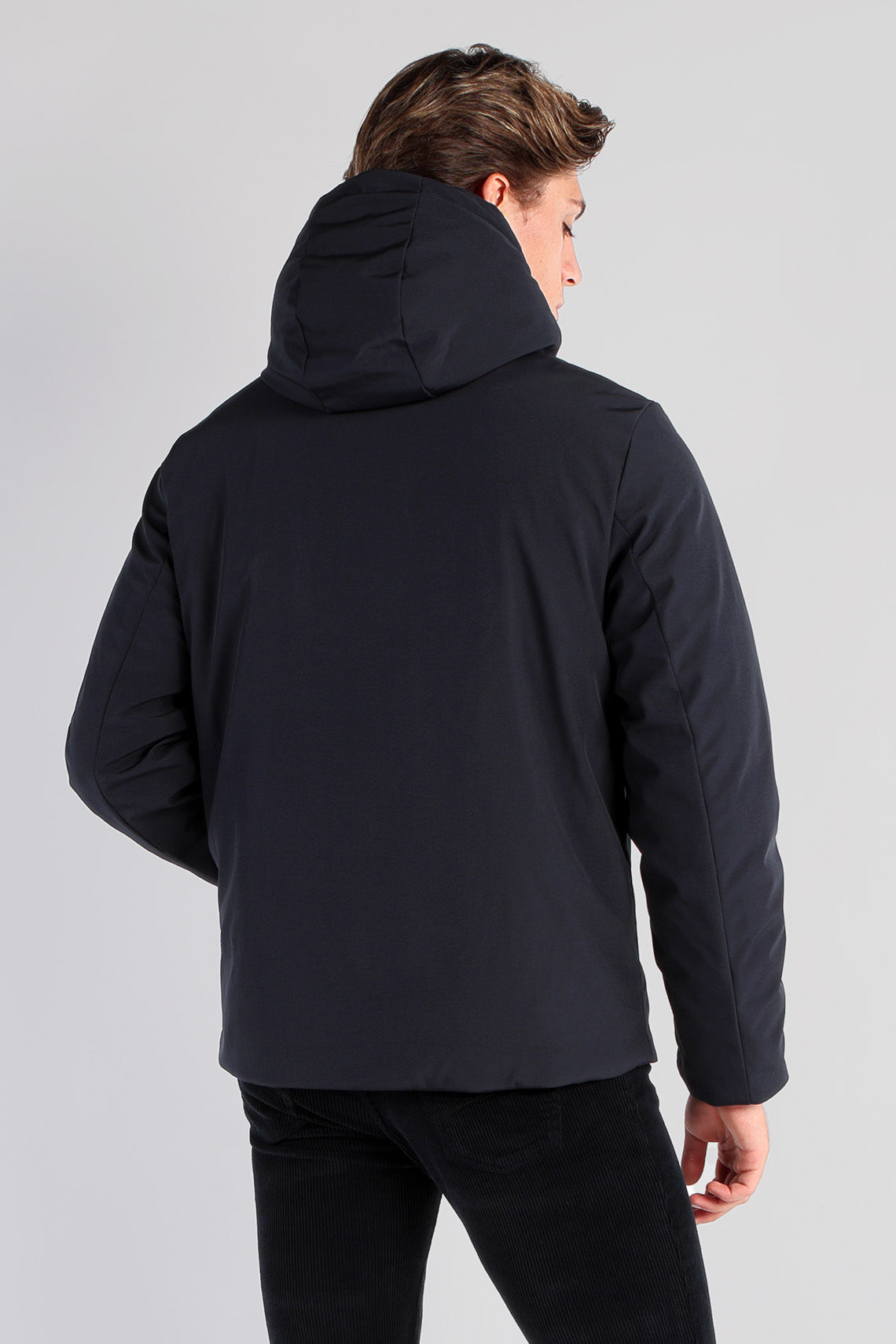 Giubbotto in poly-stretch cappuccio con imbottitura staccabile custom fit