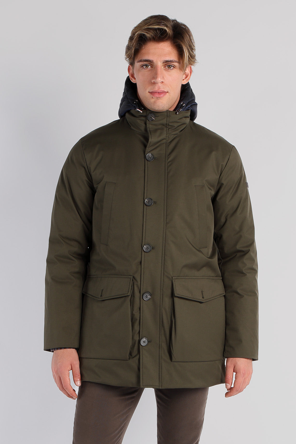 Parka in microfibra effetto lana con pettorina e cappuccio staccabili