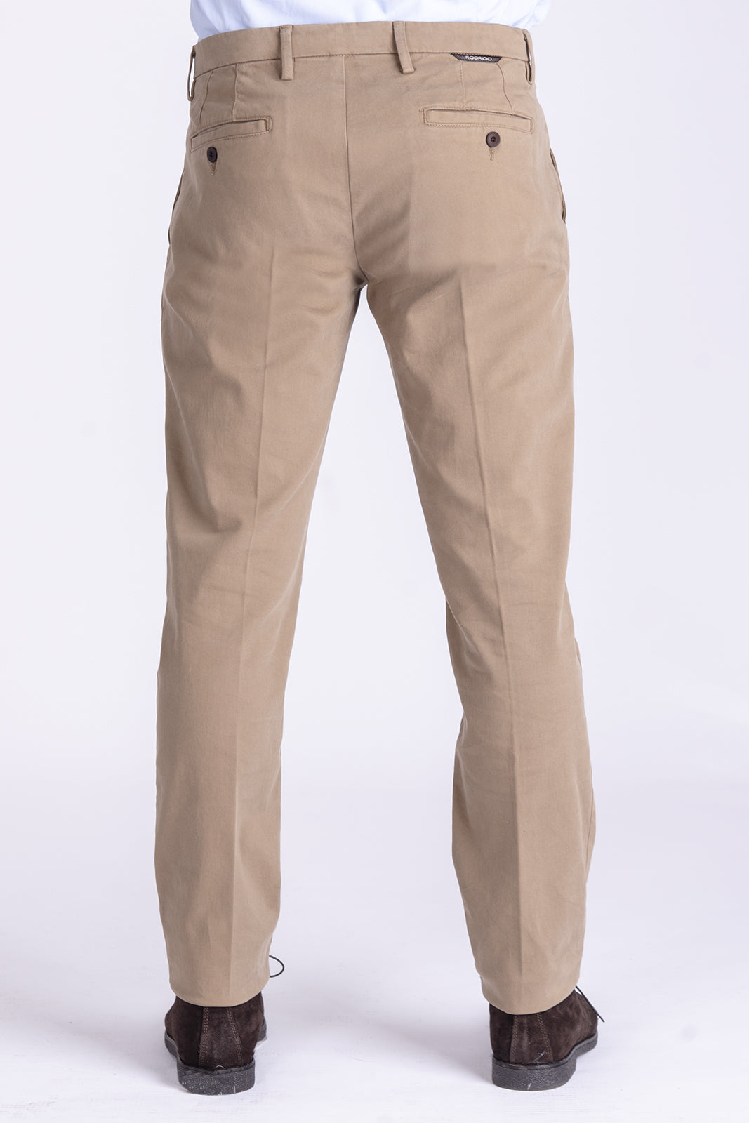 Garment-dyed stretch gabardine chino trousers slim fit