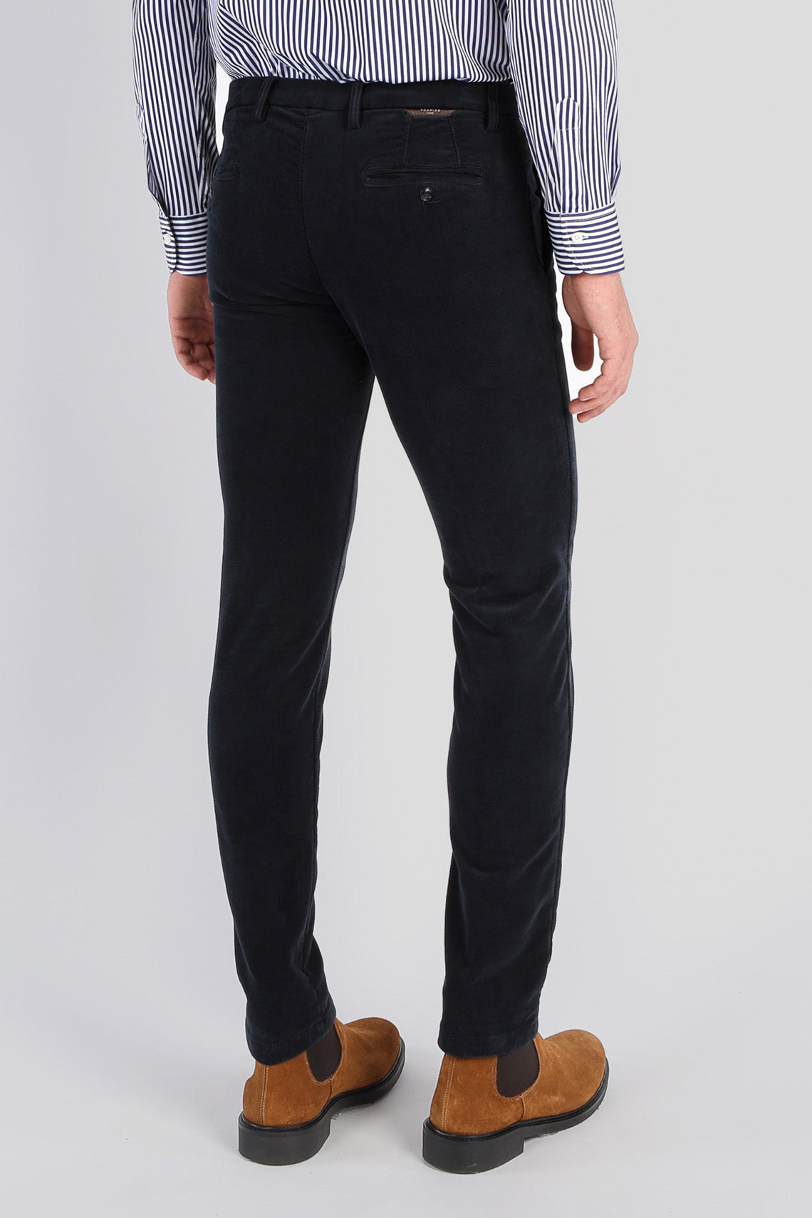 Garment-dyed moleskin chino trousers with contrast pocket profile