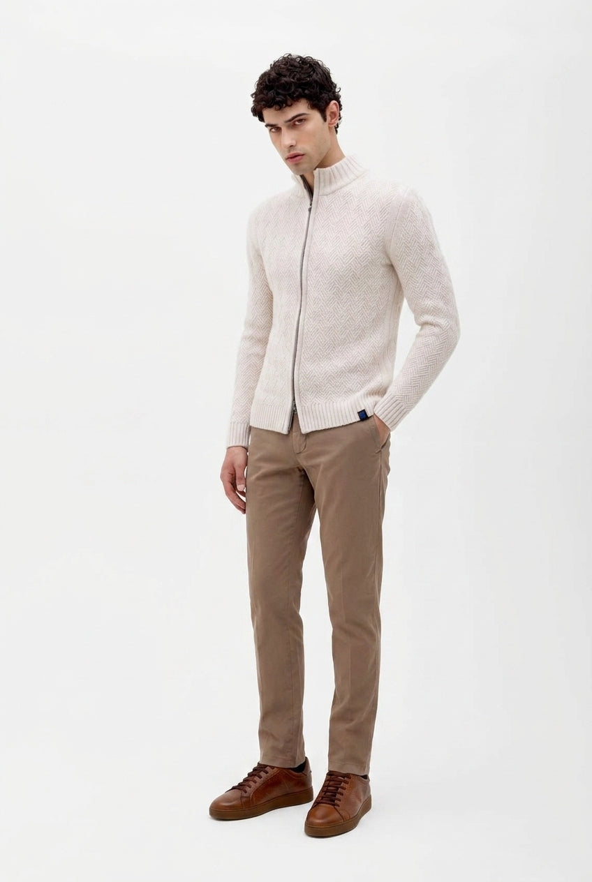 PANTALONE CHINO ELASTICIZZATO CON RISVOLTO