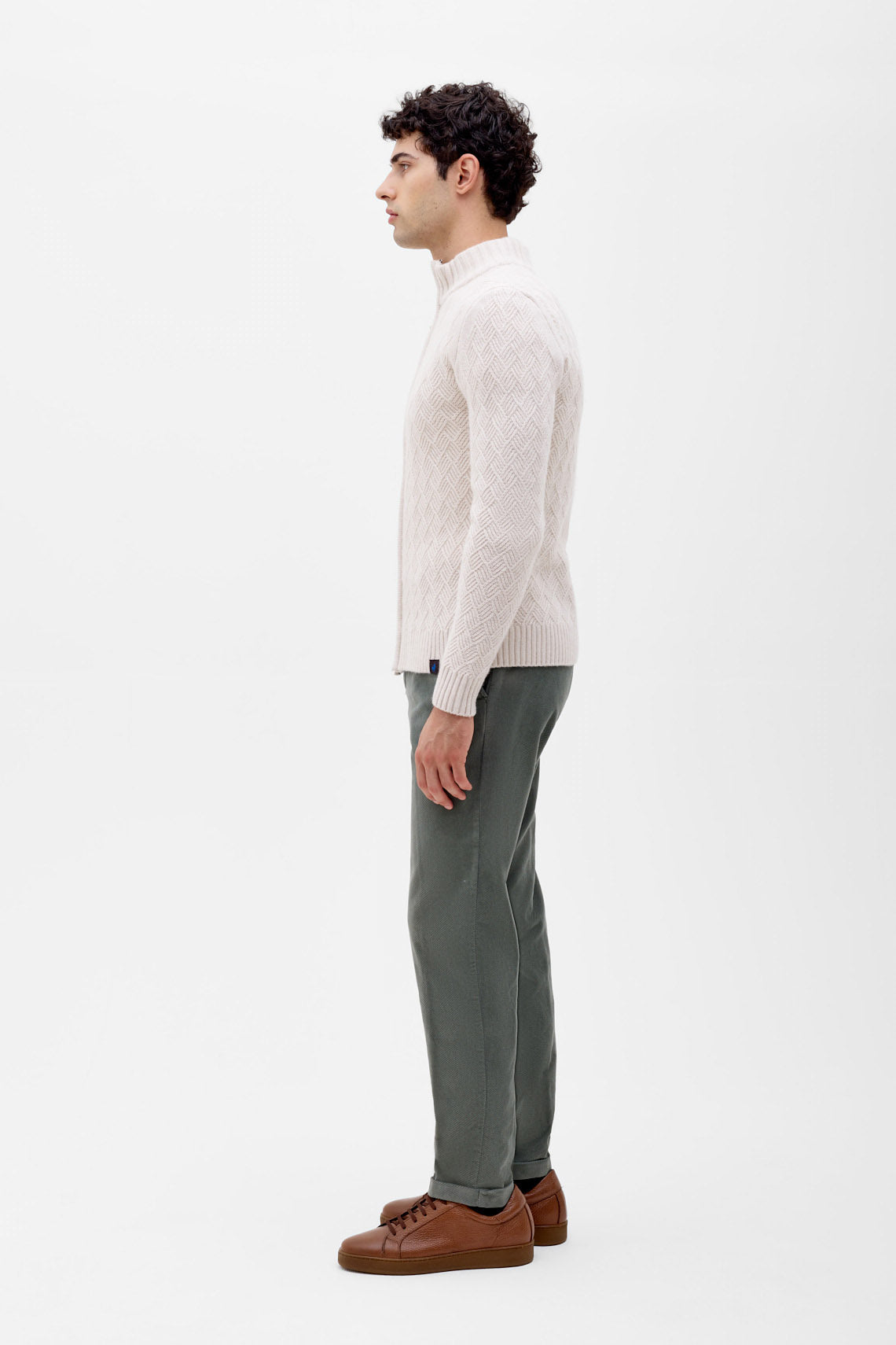 PANTALONE CHINO ELASTICIZZATO CON RISVOLTO