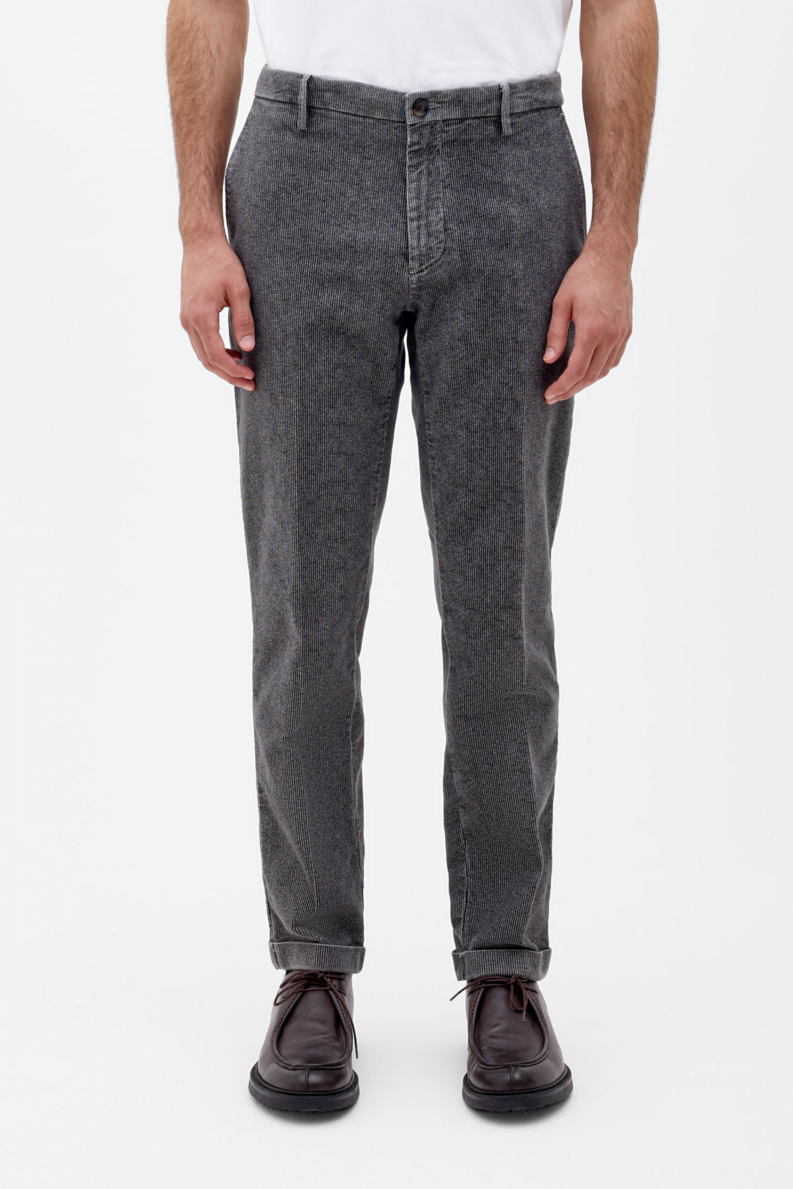 Pantalone Chino sovrattinto  con risvolto,  tessuto elasticizzato