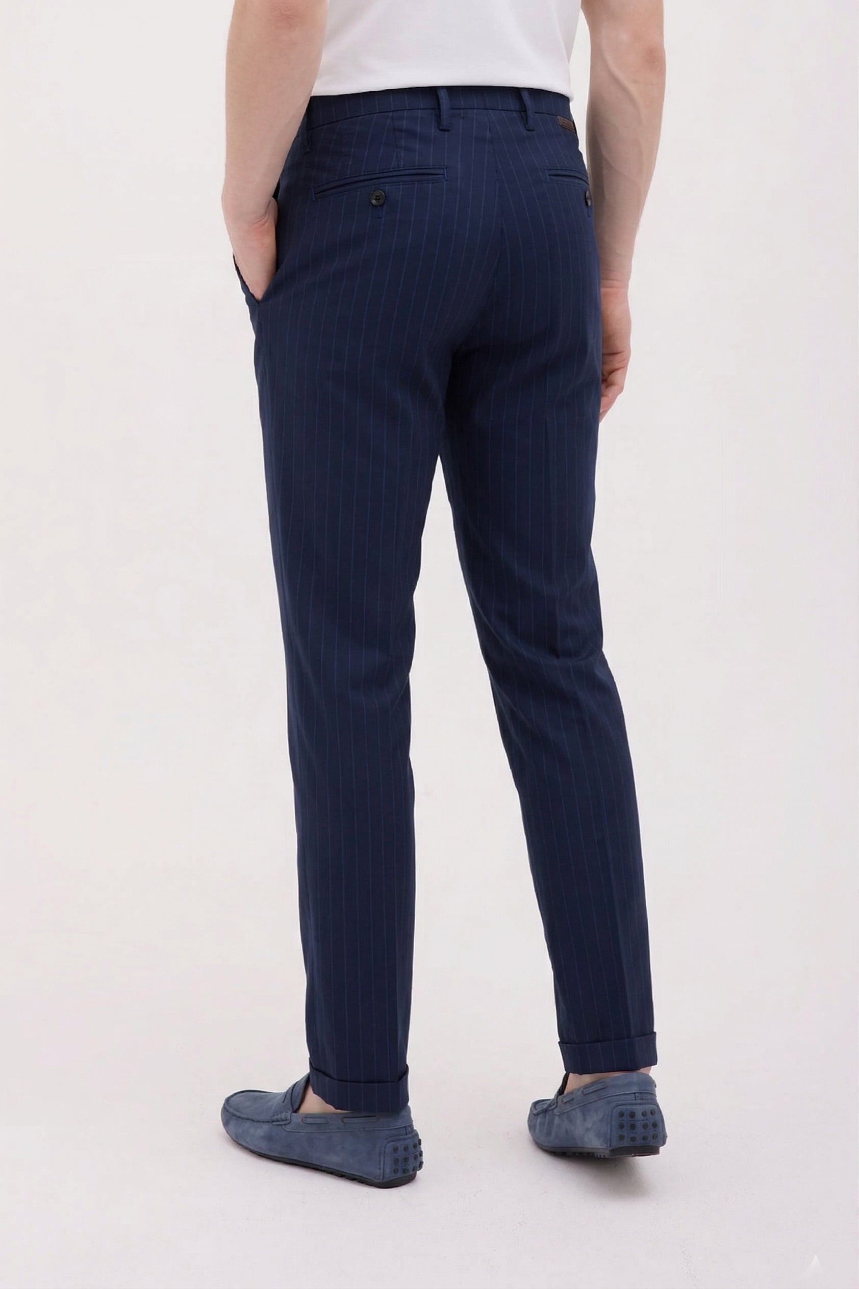 PANTALONE STAMPA GESSATO BLU