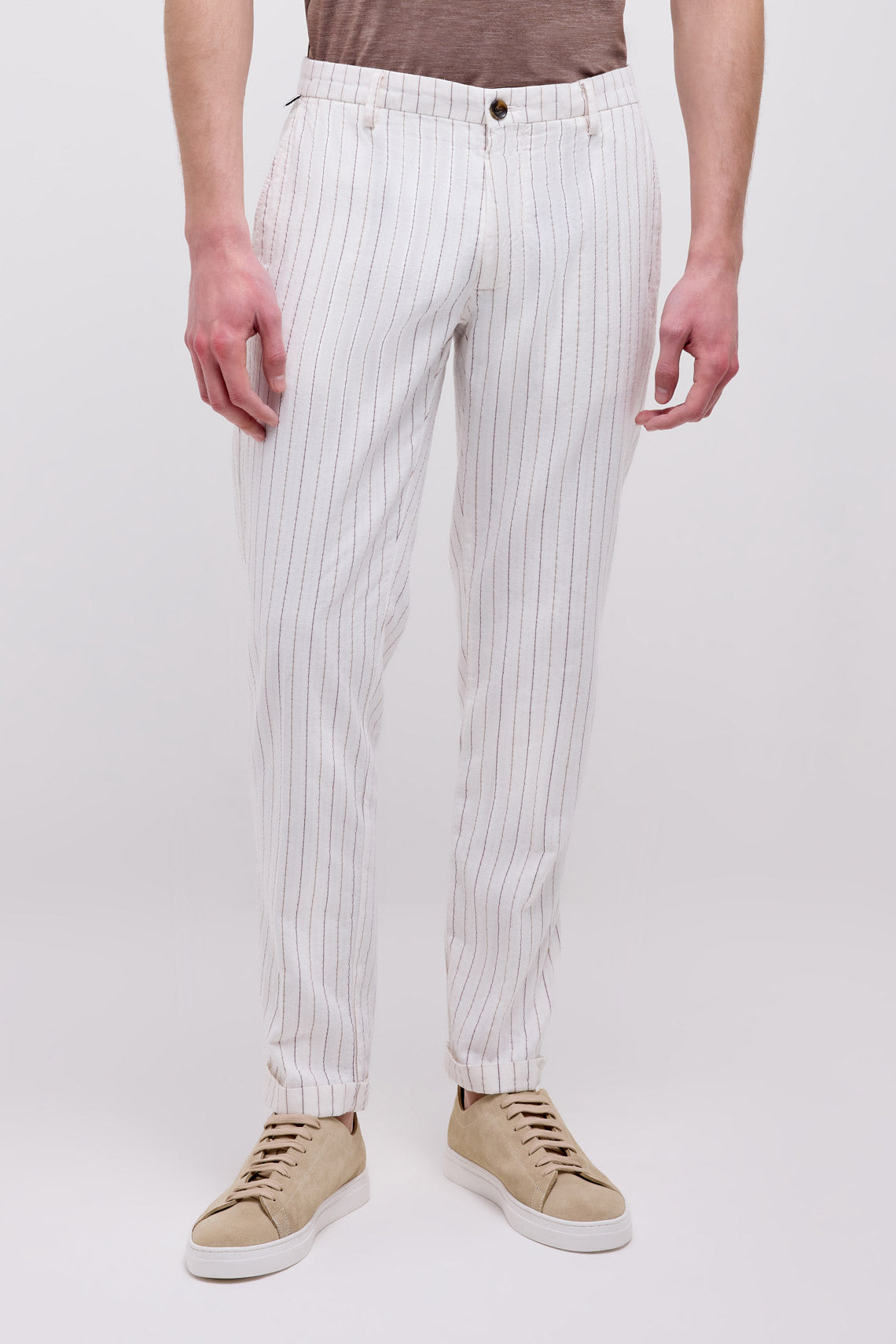 PANTALONE CHINO TESSUTO RIGATO