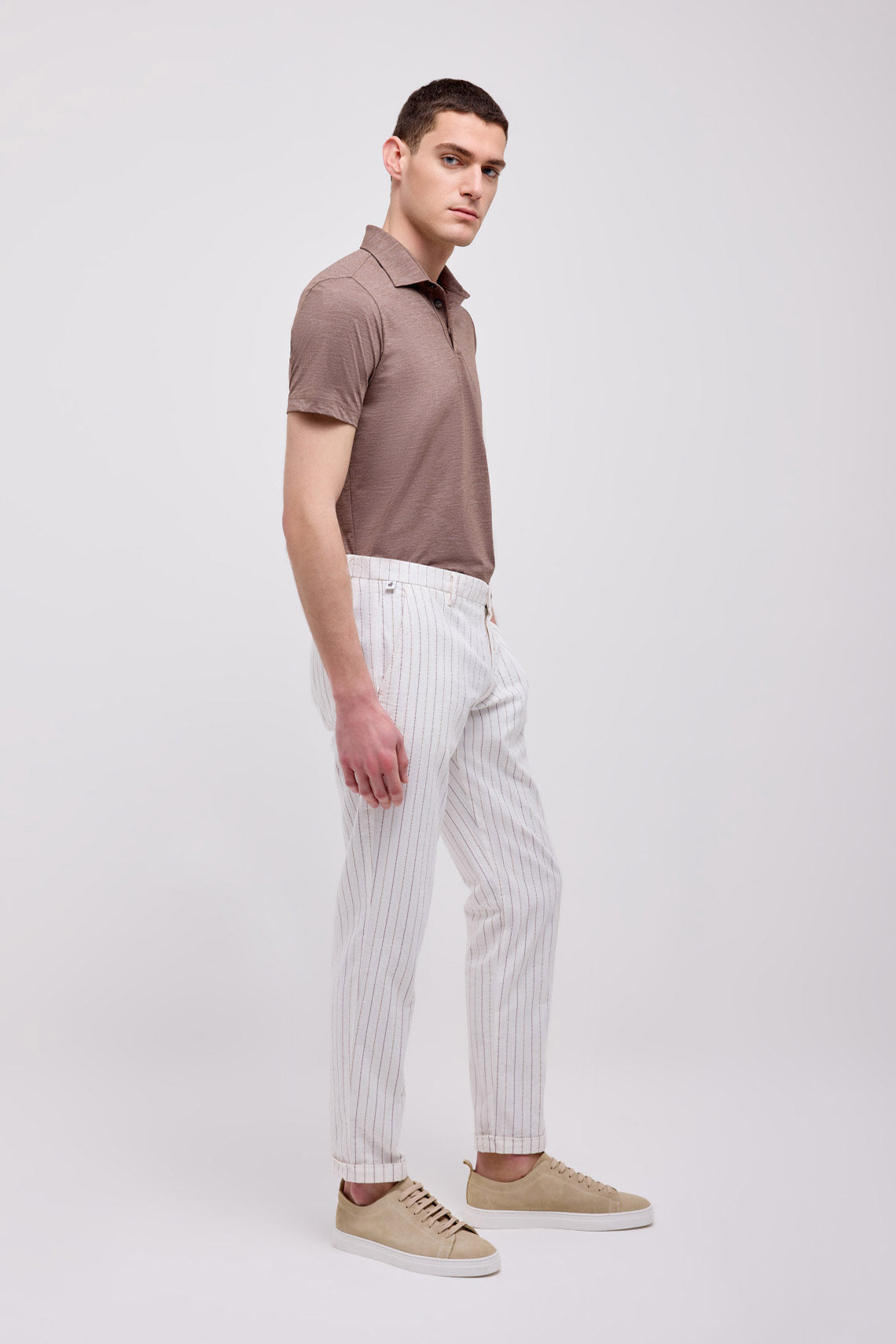 PANTALONE CHINO TESSUTO RIGATO