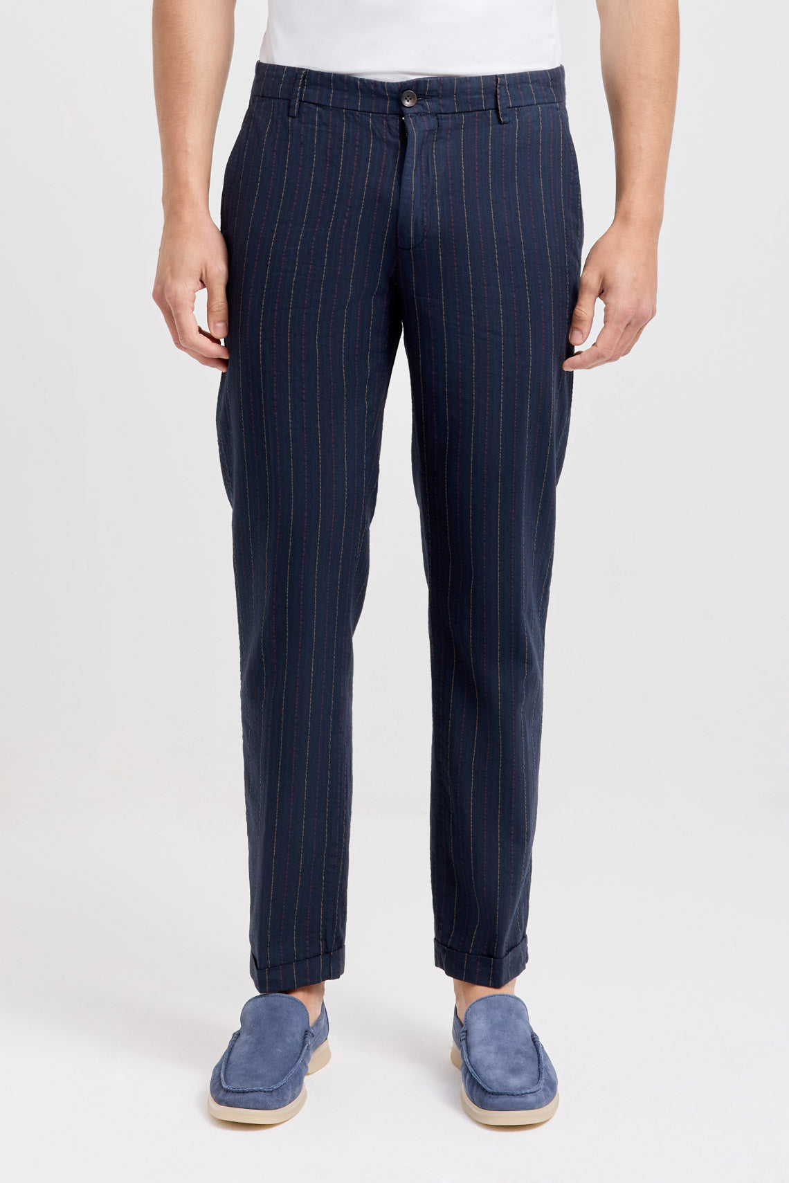 PANTALONE CHINO TESSUTO RIGATO