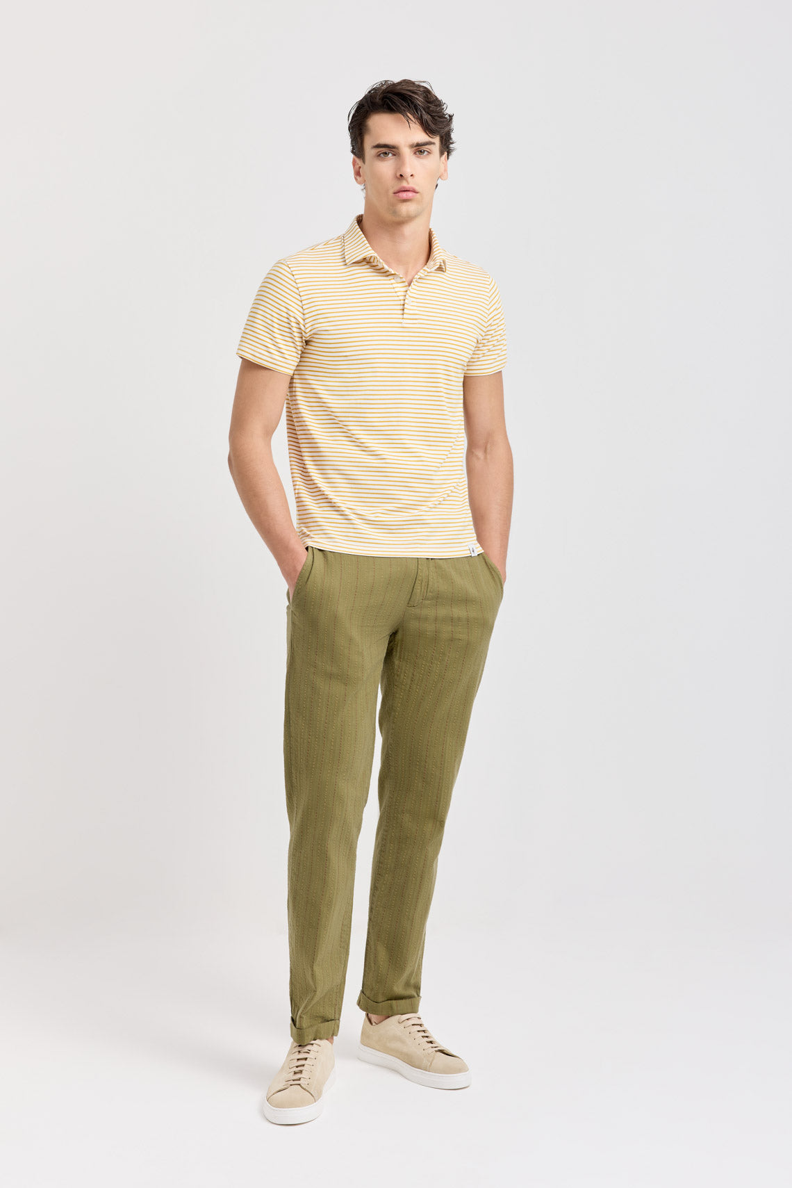 PANTALONE CHINO TESSUTO RIGATO