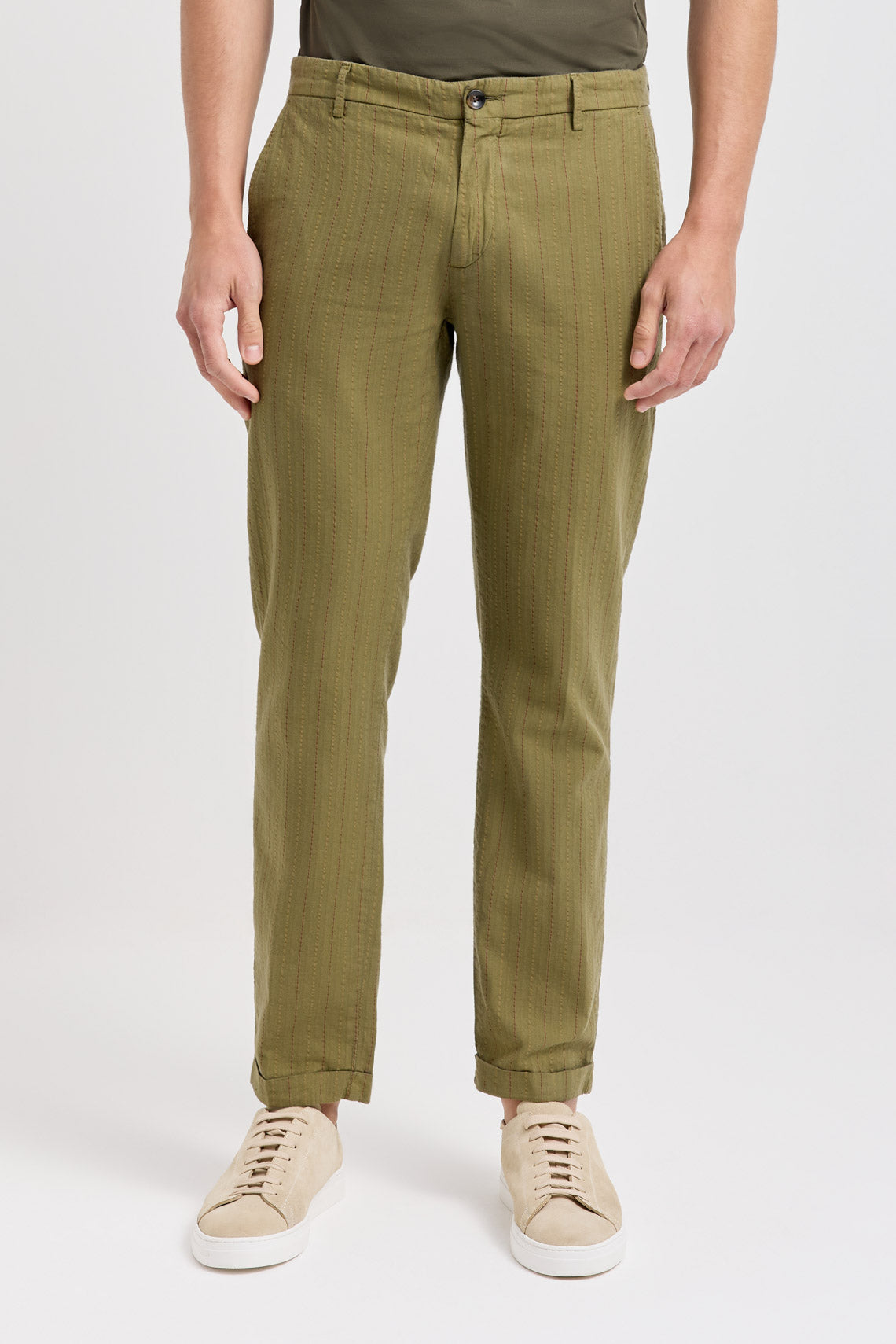 PANTALONE CHINO TESSUTO RIGATO